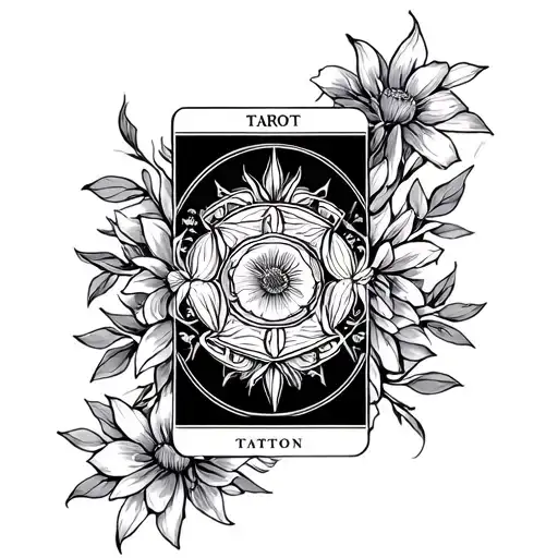 Floral And Celestial Design Around Tarot Card