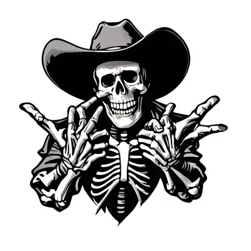 Cowboy Skeleton With Hang Loose Hand