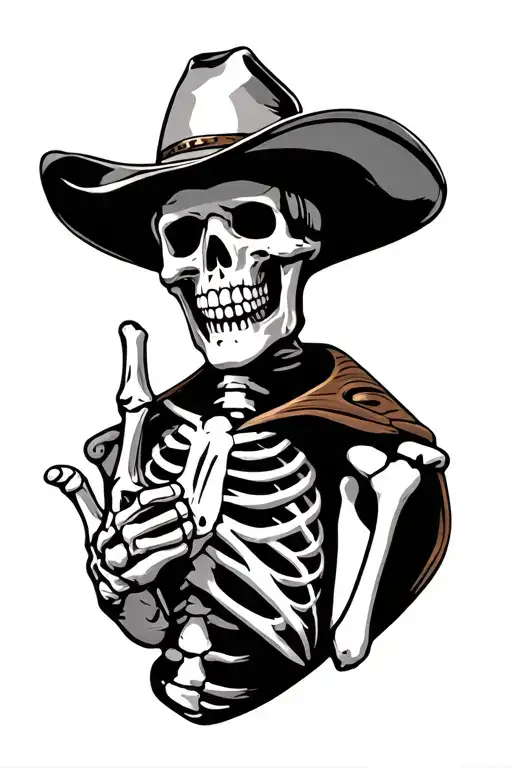 Cowboy Skeleton With Hang Loose Hand