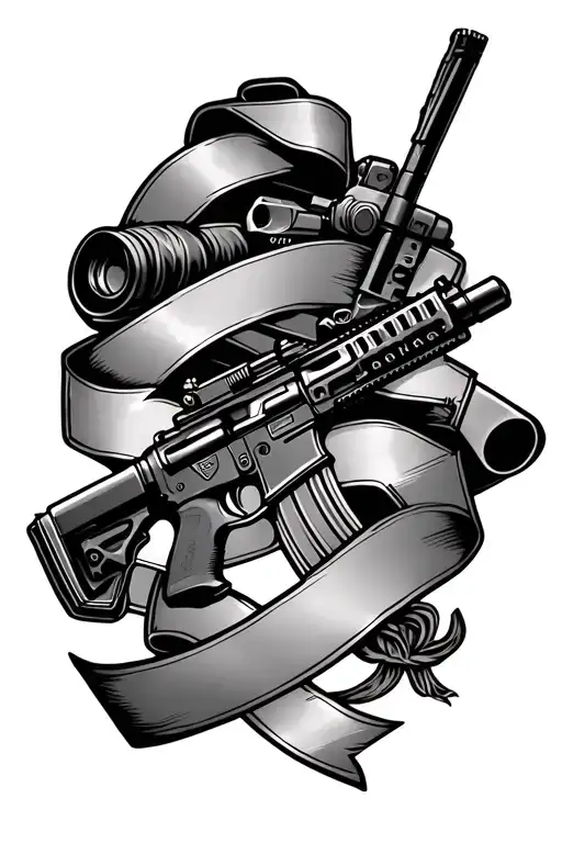 Ar-15 With Ribbon Running Through