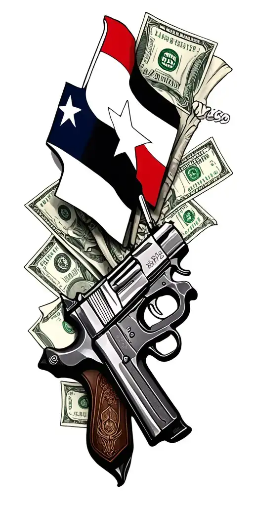 Texas Flag And Guns Money Drugs
