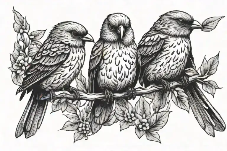 Three Birds Sitting