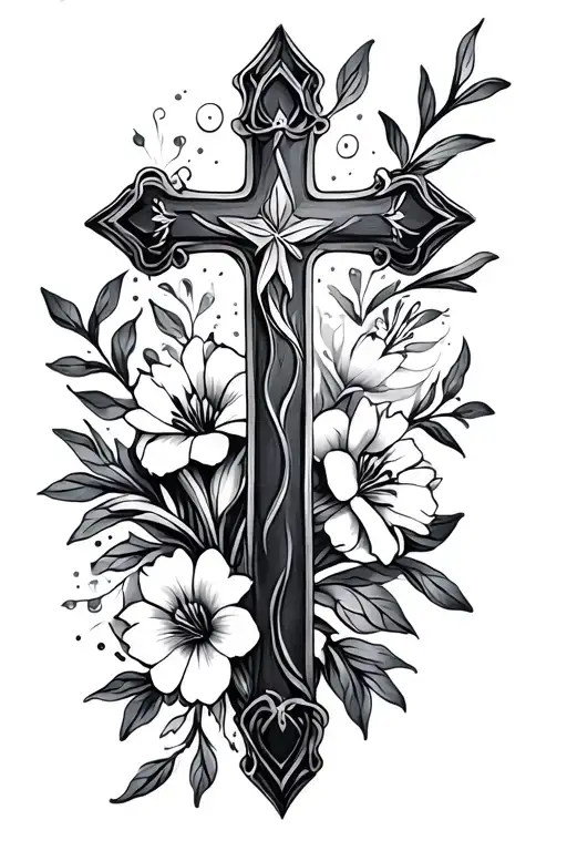 Cross And Flowers