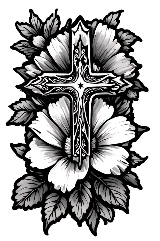 Cross And Flowers