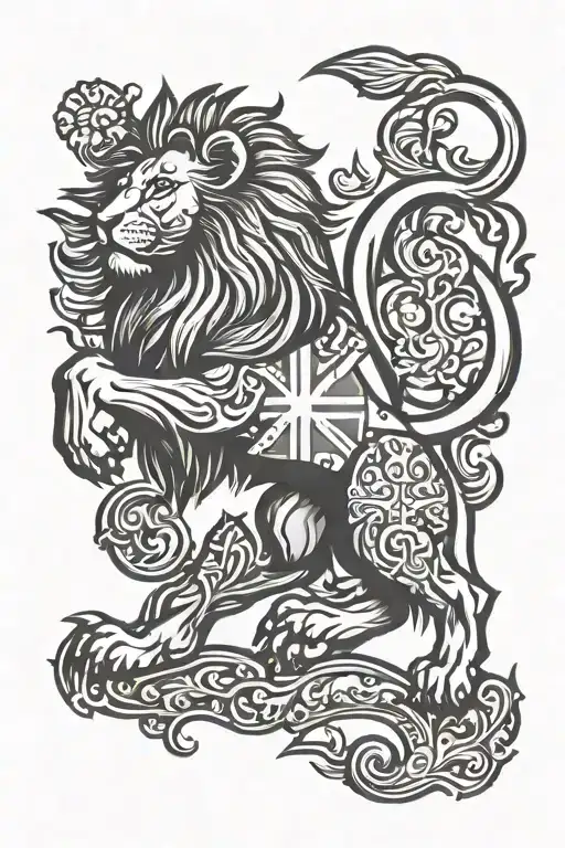 Lion Of England Union Jack Flag