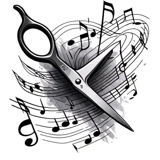 Scissors With Music Note