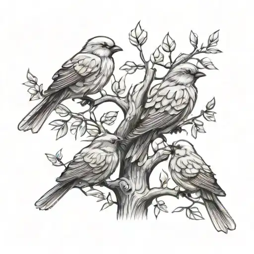 3 Birds Tree Intertwined