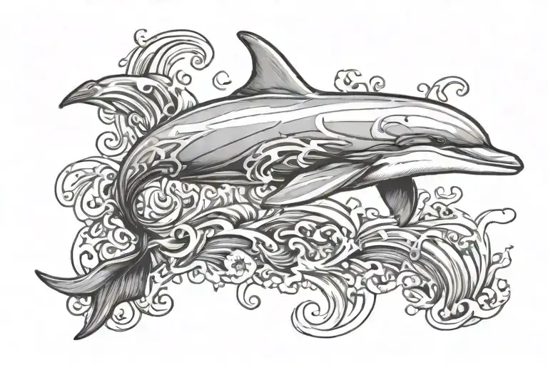 Dolphin Armband Tattoo Featuring Smoke Coming Out Of Its Tale