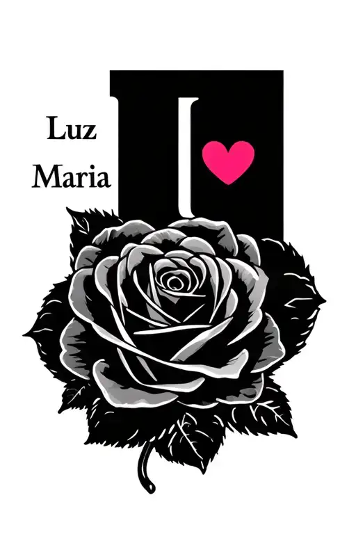 My Mother's Name Tattoo Luz Maria With The L As A Rose And The Dot In The I In Maria A Heart