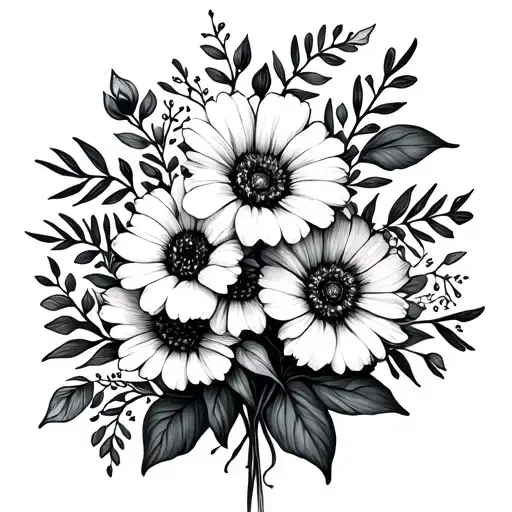 December And August Birth Flower Bouquet Fineline