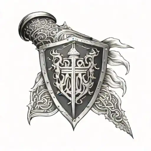 English Knight Pauldron With Kanji Symbols Incorporated