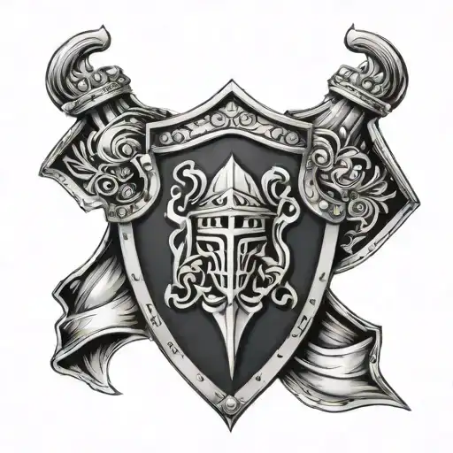 English Knight Pauldron With Kanji Symbols Incorporated Into The Design
