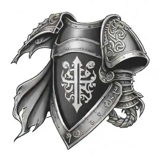 English Knight Pauldron With Kanji Characters