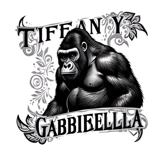 Tribal Gorilla With The Names Tiffany And Gabriella