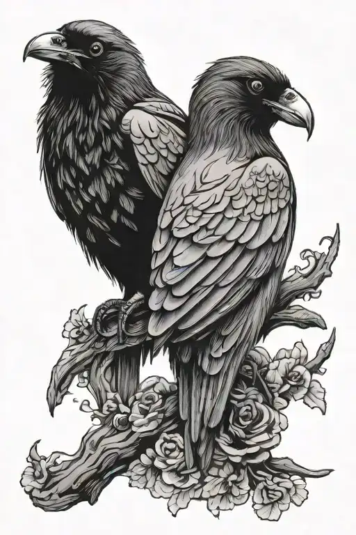 2 Headed Raven Perched