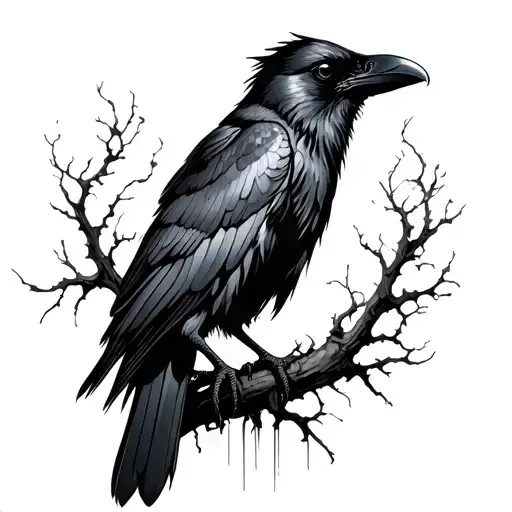 Raven With Gothic And Edgar Allen Poe Themes