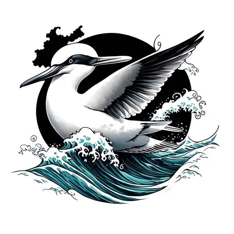 Ocean Waves Inside The Shape Of A Seabird