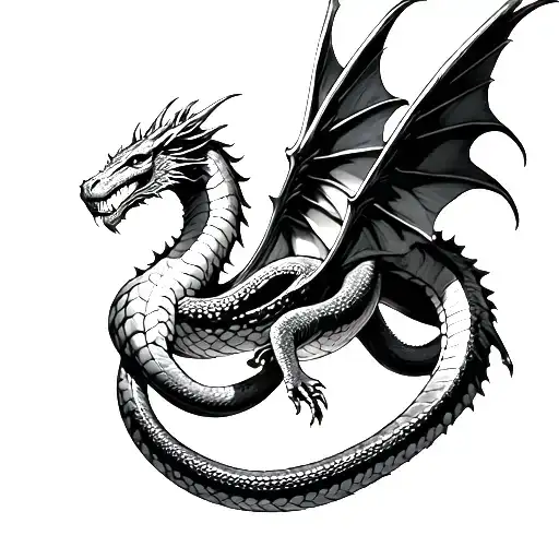 Snake Shedding Its Skin Turning Into A Dragon Flying With Wings