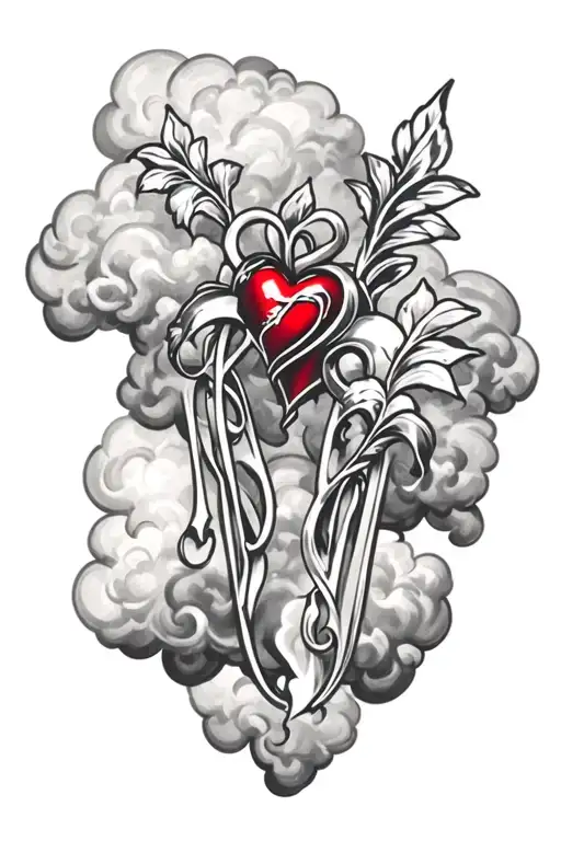 Two Chrome Hearts Red And Black With Clouds