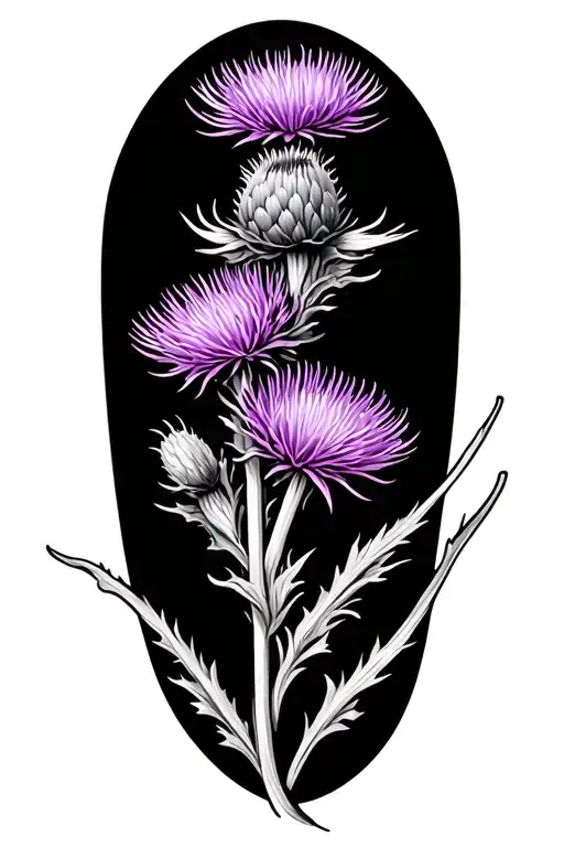 Two Thistle Flowers Wrapped One Black One Purple