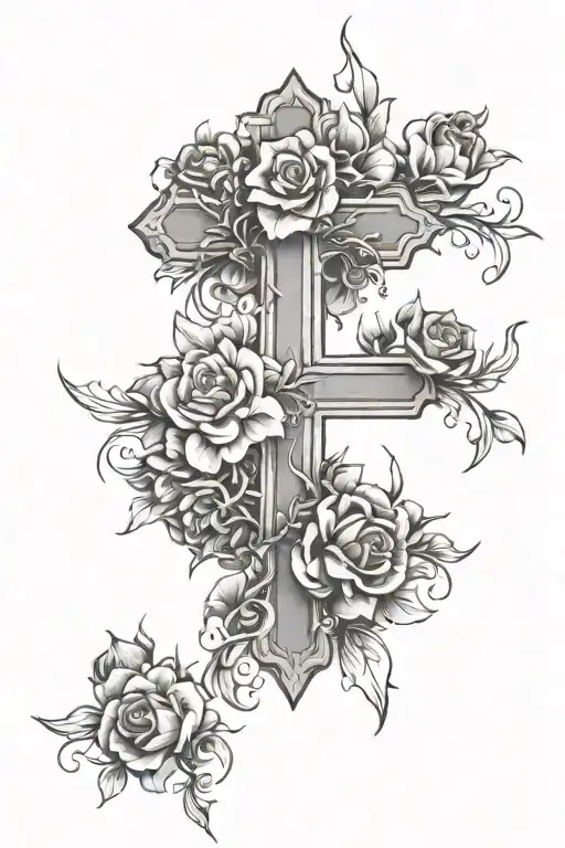 Flowers Around Cross