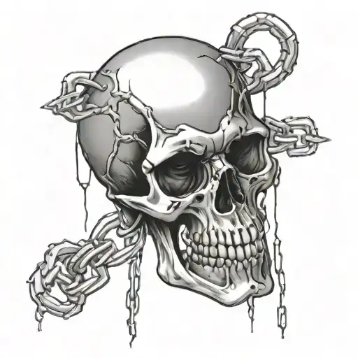 Skull And Chains Breaking And Bursting Open