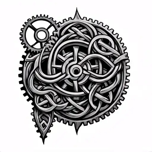 Celtic Knotwork Intertwined With Gears