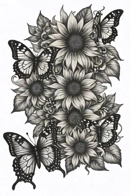 Sun Flowers And Butterflies Spine