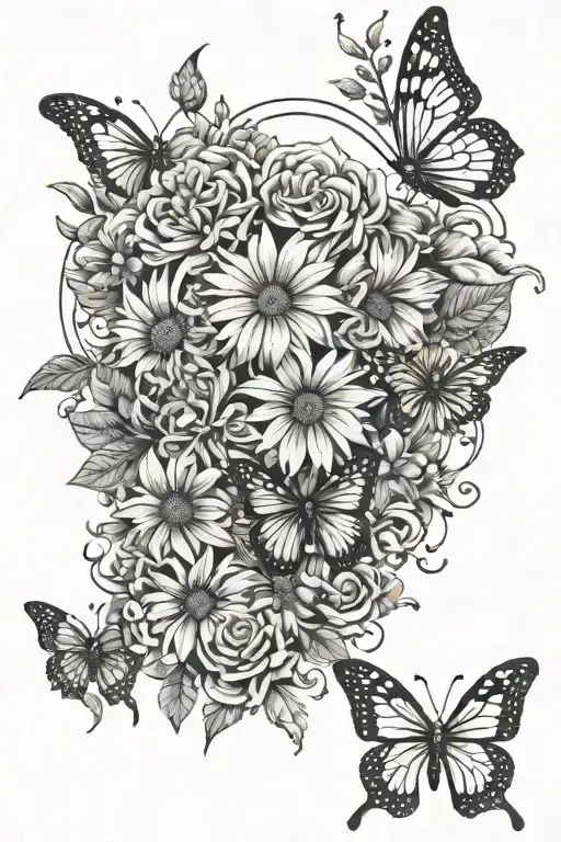 Flowers And Sun And Butterflies Spine