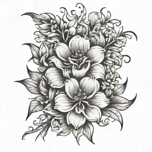 Western Line Art With Flowers