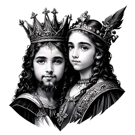 King With Two Daughters Minimalist