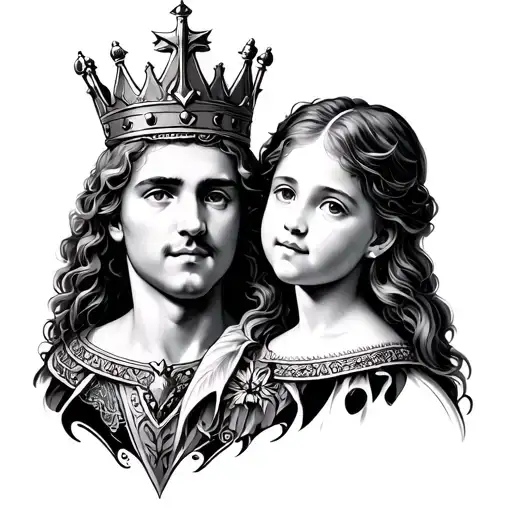 King With Two Daughters Symbolic
