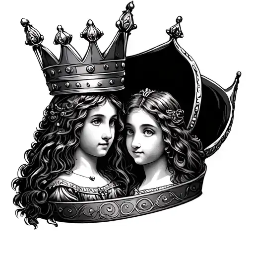 Kings Crown With Two Daughters Symbolic