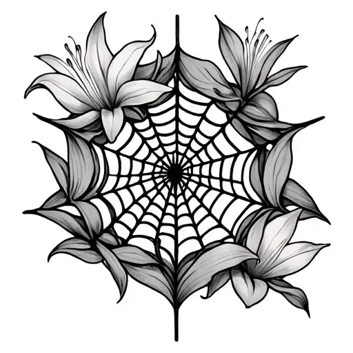 Spiderweb Surrounded By Lilly