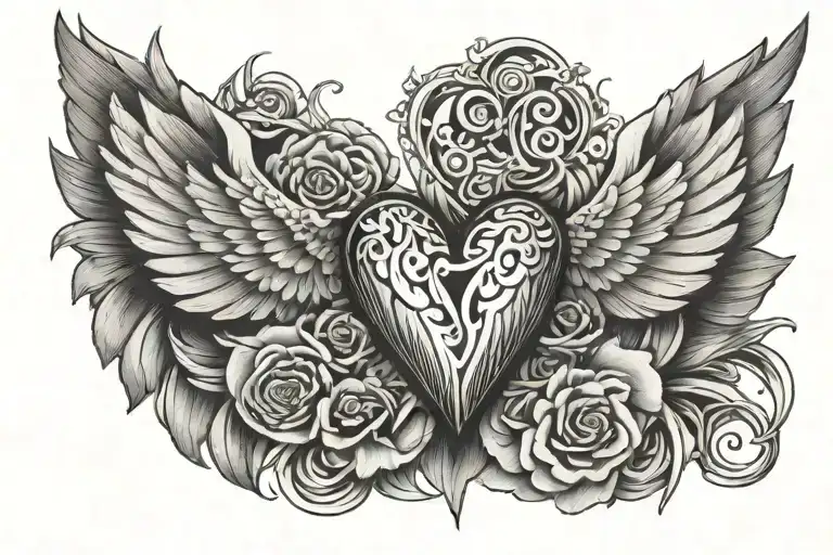 Wings With Heart In The Middle Finger