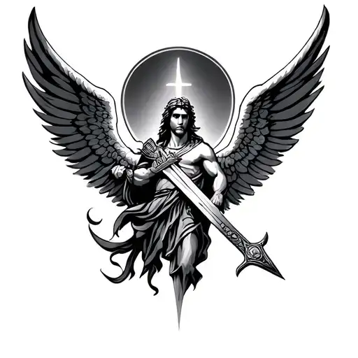 Saint Michael Wings Spread With Sword