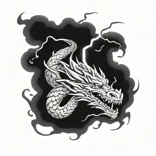 Lightning Dragon Slithering On Forearm Sleeve