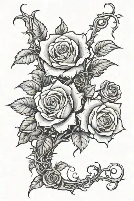 Thorn Vines Pricking Into The Skin With Roses Growing