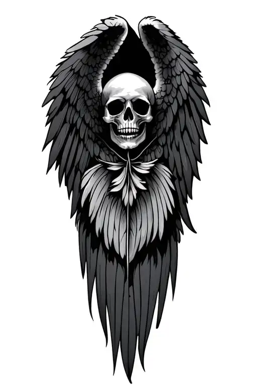 Skull Feathers Angel Wings