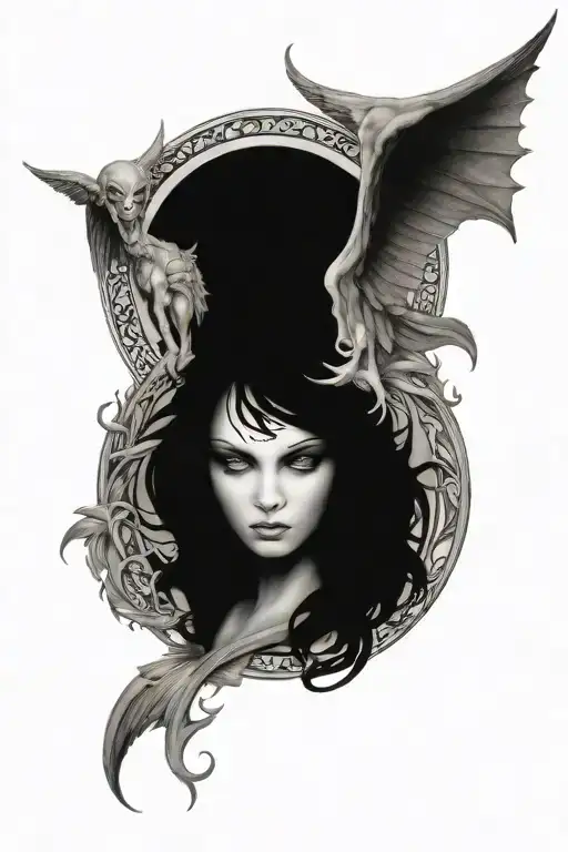 Attractive Angel With Demon Reflection