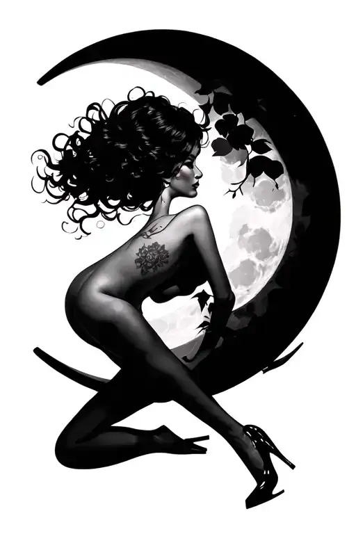 Feminine Moon With Legs And High Heels