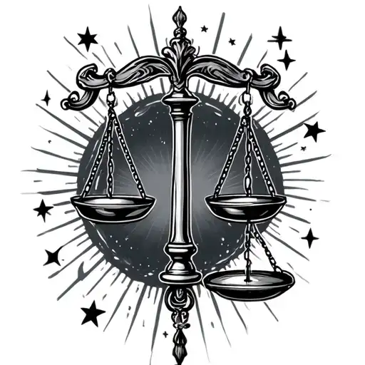 Justice Scale And Stars Shining