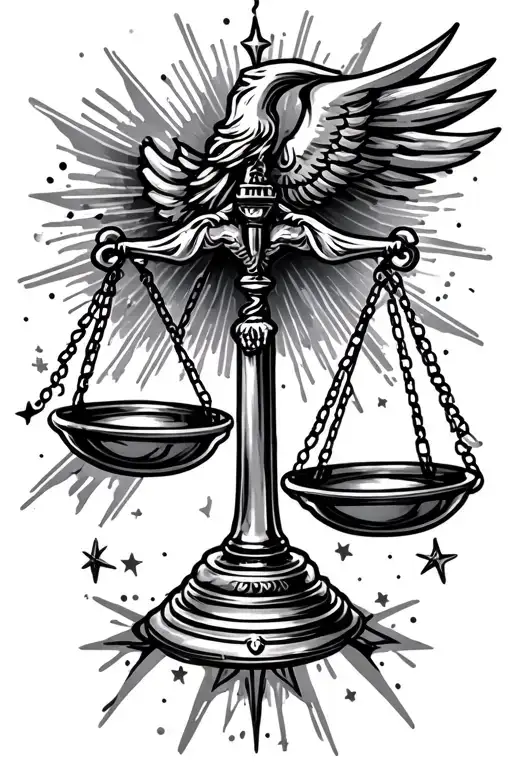 Justice Scale And Stars Shining
