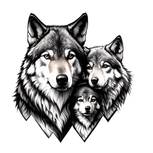 Tattoo For Dad With Two Kids Involving Wolves And Christian Themes