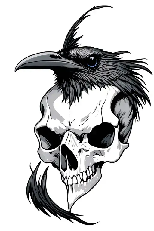 Raven Skull Witchcraft Themed