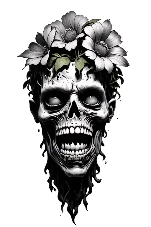 Flowers Growing From Zombie Head