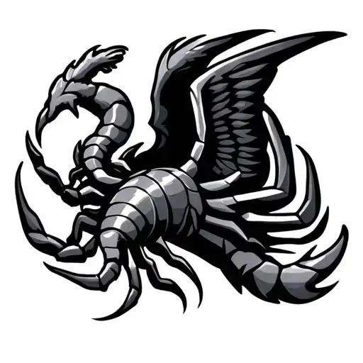 A Powerful Image Of A Tribal Scorpio Symbol With Wings Symbolizing Aviation