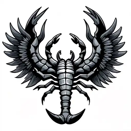 A Powerful Image Of A Tribal Scorpio Symbol With Wings Symbolizing Aviation