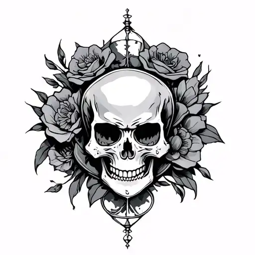 Hourglass With Skull Below