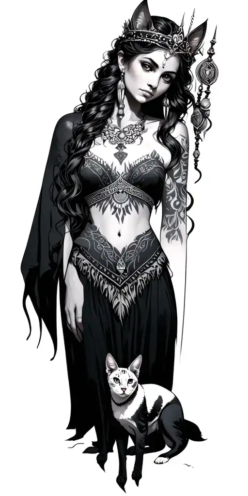 Hel Nordic Godess And Her Pets